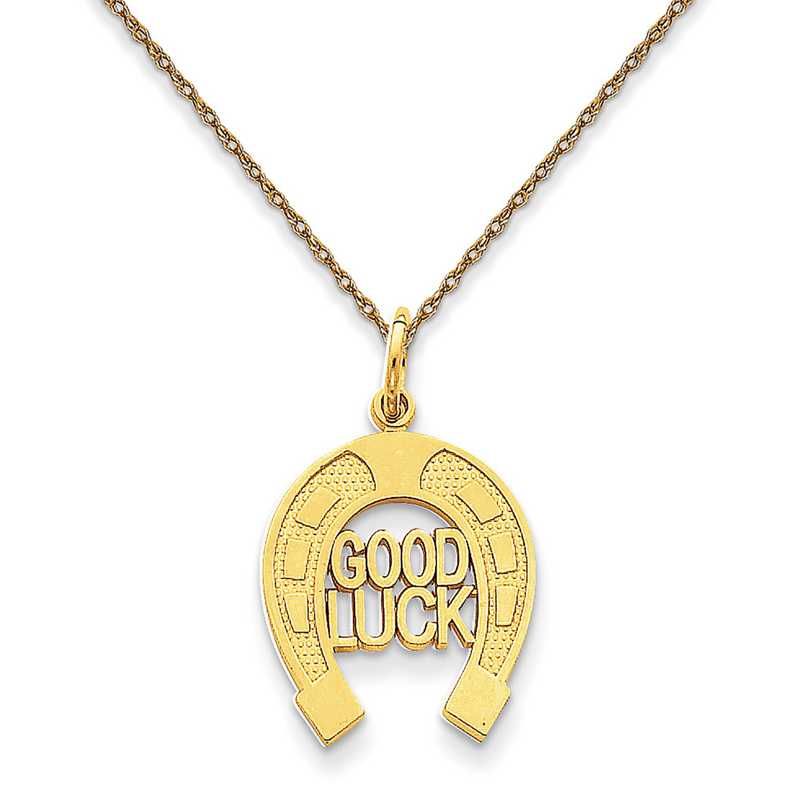 Lucky Horseshoe Charm Pendant Necklace in 14K Yellow Gold