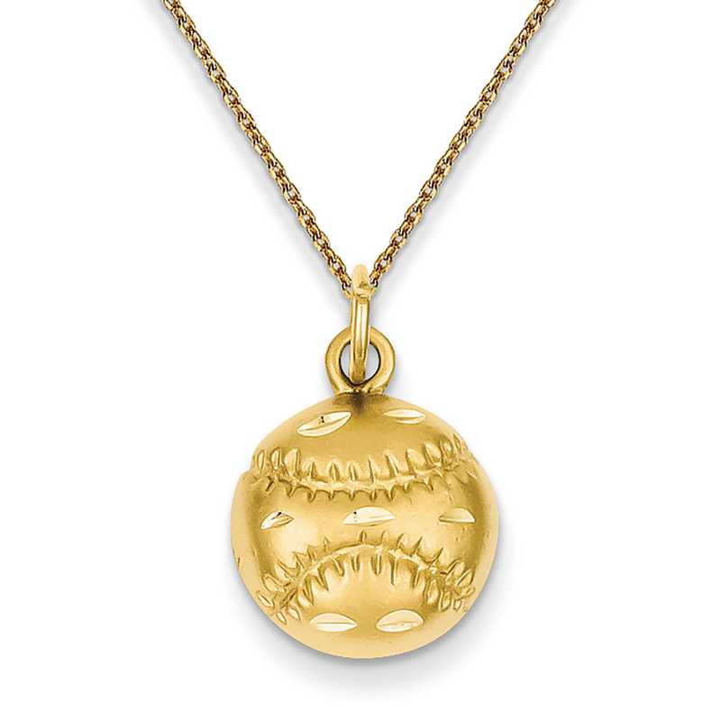 gold chain with baseball charm