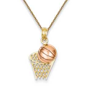Jewels By Lux 14K Yellow Gold Basketball with Net Pendant 