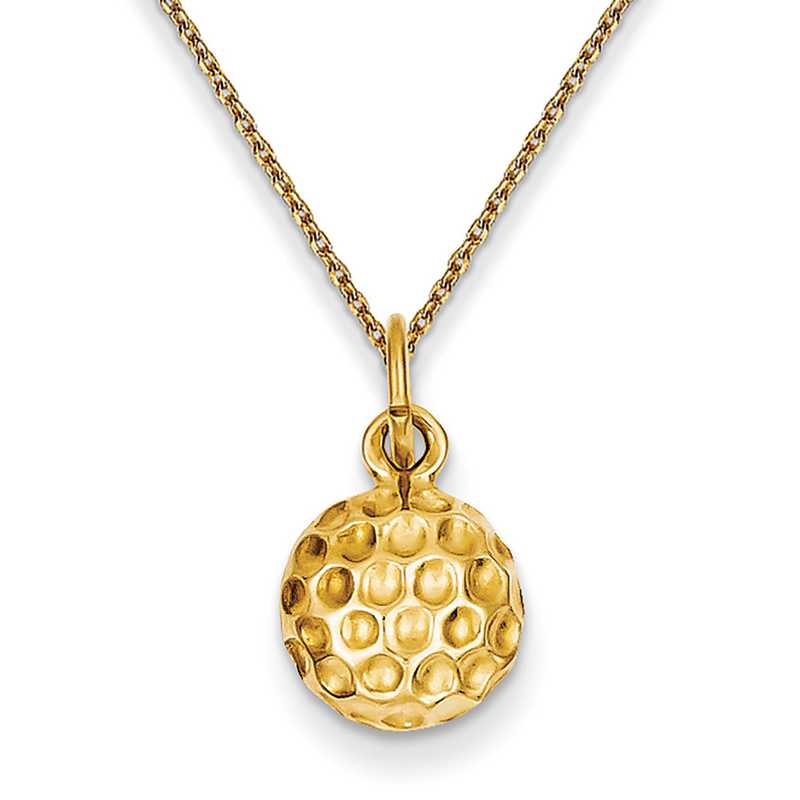 Golf Ball Pendant Necklace in 14K Yellow Gold