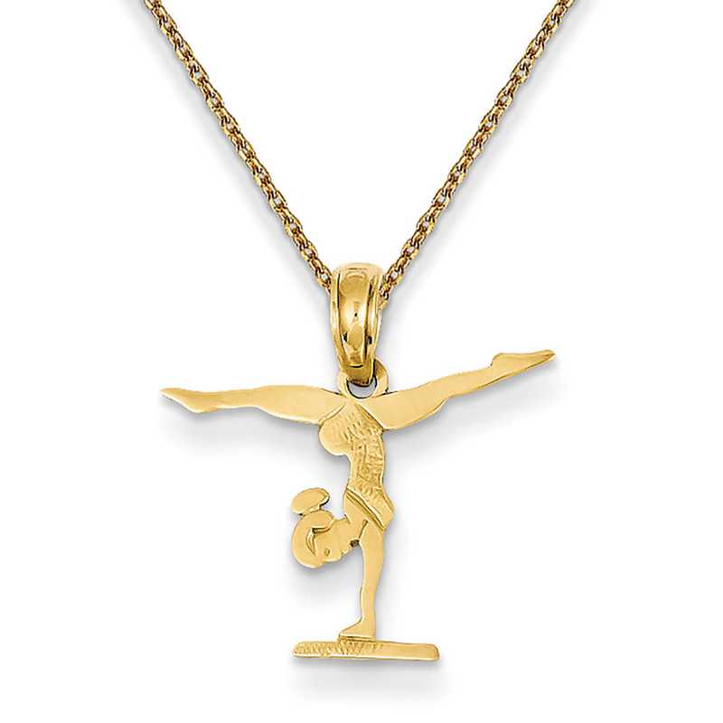 Gymnastic Split Handstand Pendant Necklace in 14K Yellow Gold
