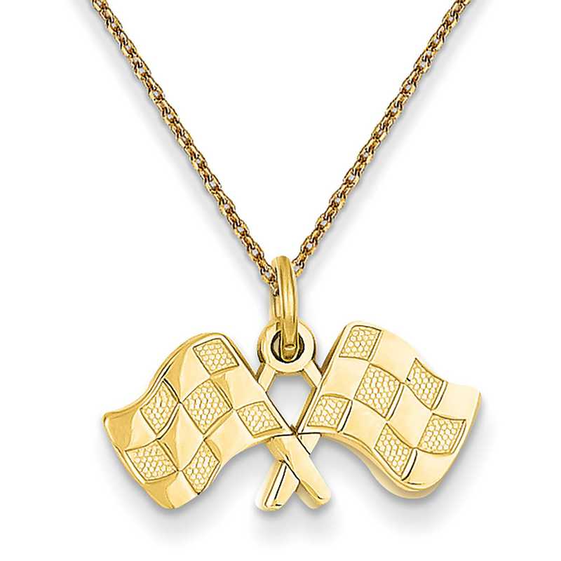 Racing Checkered Flags Pendant Necklace in 14K Yellow Gold