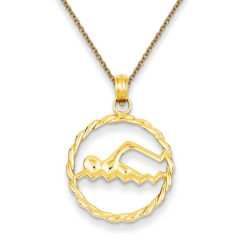 Swimming Circle Pendant Necklace in 14K Yellow Gold