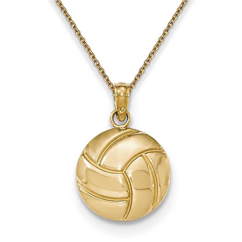 Polished Volleyball Pendant Necklace in 14K Yellow Gold