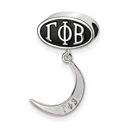 GPB004BD-SS: SS Logoart Gamma Phi Beta Letters W/Cresent Moon Dangle Bead