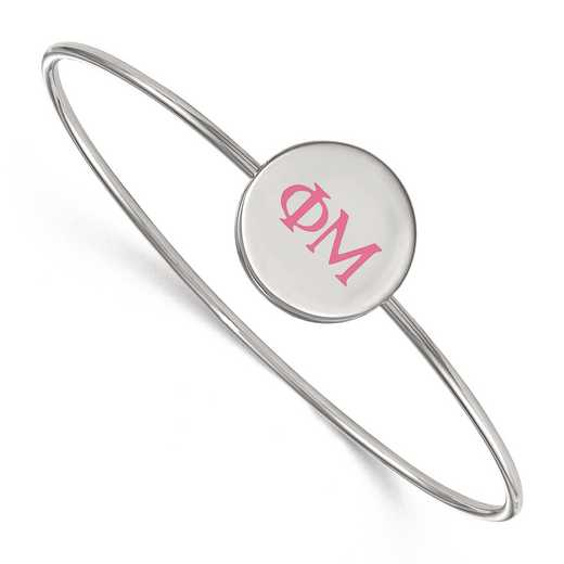 SS023PHM-7: StrlngSlvr LogoArt Phi Mu Enameled Slip-on Bangle