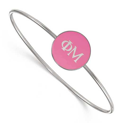 SS024PHM-7: StrlngSlvr LogoArt Phi Mu Enameled Slip-on Bangle