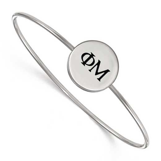 SS025PHM-7: StrlngSlvr LogoArt Phi Mu Enameled Slip-on Bangle