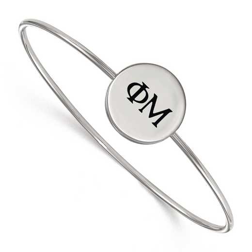 SS025PHM-8: StrlngSlvr LogoArt Phi Mu Enameled Slip-on Bangle