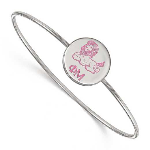 SS048PHM-7: StrlngSlvr LogoArt Phi Mu Enameled Slip-on Bangle