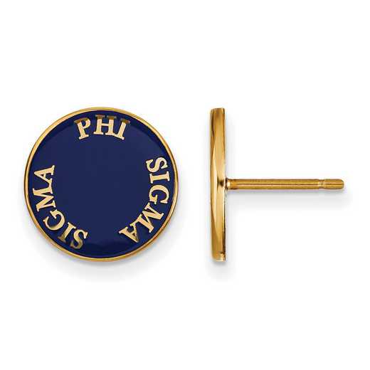 GP019PSS: SS w/GP LogoArt Phi Sigma Sigma Enameled Post Earrings