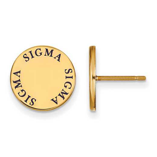 GP020SSS: SS w/GP LogoArt Sigma Sigma Sigma Enameled Post Earrings
