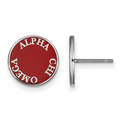 SS019ACO: SS Rh-plated LogoArt Alpha Chi Omega Enameled Post Earrings