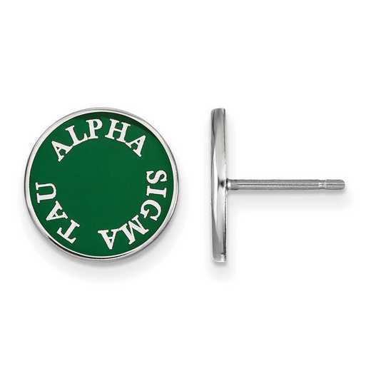 SS019ALS: SS Rh-plated LogoArt Alpha Sigma Tau Enameled Post Earrings