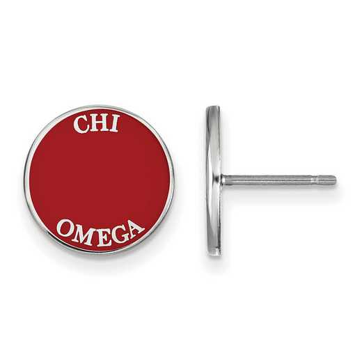 SS019CHO: SS Rh-plated LogoArt Chi Omega Enameled Post Earrings
