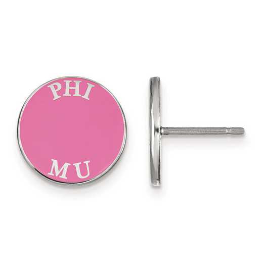 SS019PHM: SS Rh-plated LogoArt Phi Mu Enameled Post Earrings