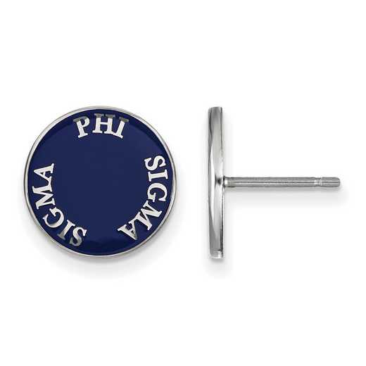 SS019PSS: SS Rh-plated LogoArt Phi Sigma Sigma Enameled Post Earrings