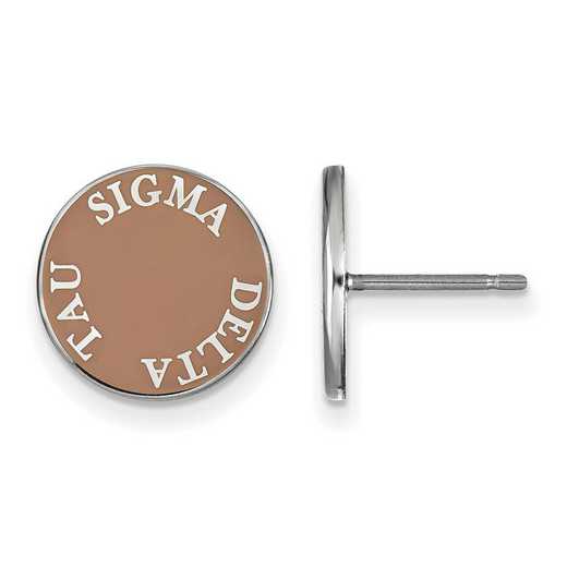 SS019SDT: SS Rh-plated LogoArt Sigma Delta Tau Enameled Post Earrings