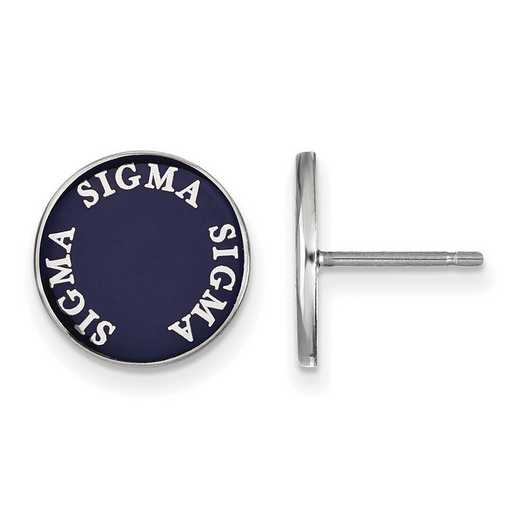 SS019SSS: SS. Rh-plated LogoArt Sigma Sigma Sigma Enamel Post Earrings