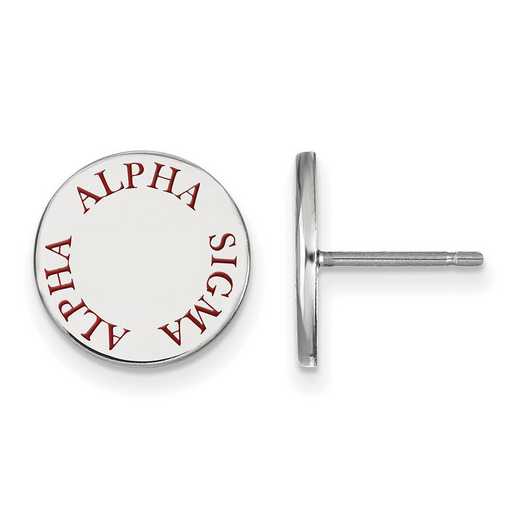SS020ASI: SS. Rh-plated LogoArt Alpha Sigma Alpha Enamel Post Earrings
