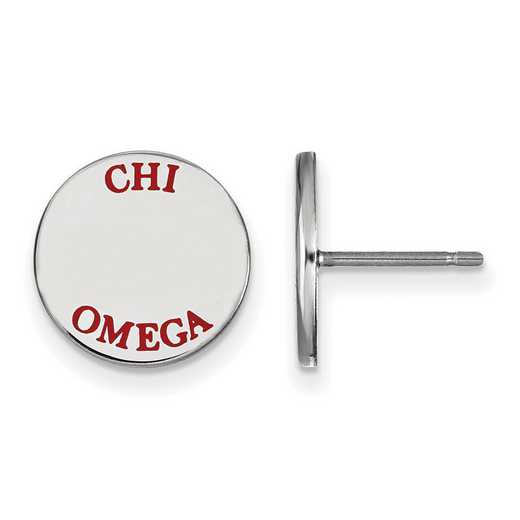 SS020CHO: SS Rh-plated LogoArt Chi Omega Enameled Post Earrings