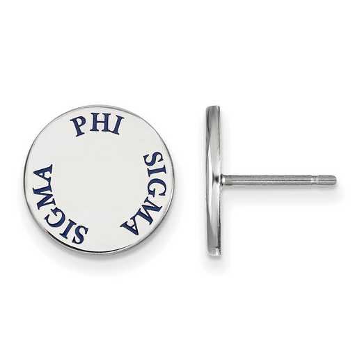 SS020PSS: SS Rh-plated LogoArt Phi Sigma Sigma Enameled Post Earrings