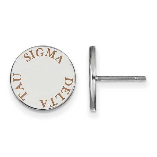 SS020SDT: SS Rh-plated LogoArt Sigma Delta Tau Enameled Post Earrings