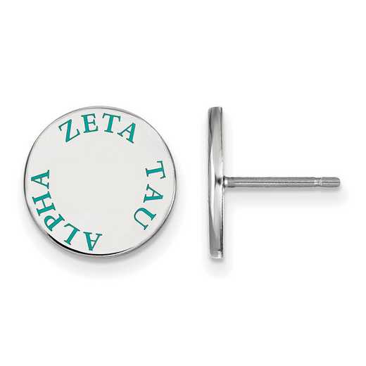 SS020ZTA: SS Rh-plated LogoArt Zeta Tau Alpha Enameled Post Earrings