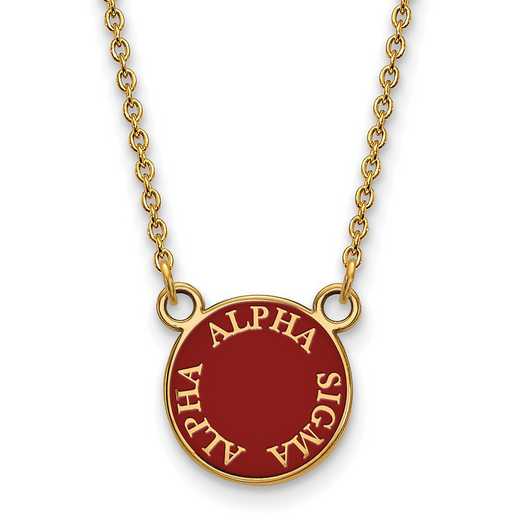 GP012ASI-18: SS w/GP LogoArt Alpha Sigma Alpha Sm Enamel Pend w/Necklace