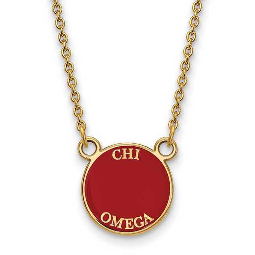 GP012CHO-18: Sterling Silver w/GP LogoArt Chi Omega XS Enamel Pend w/Neck