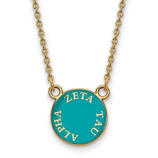 GP012ZTA-18: SS w/GP LogoArt Zeta Tau Alpha Sm Enamel Pendant w/Necklace