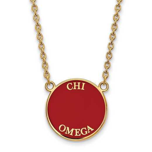 GP013CHO-18: SS w/GP LogoArt Chi Omega Large Enamel Pendant w/Necklace