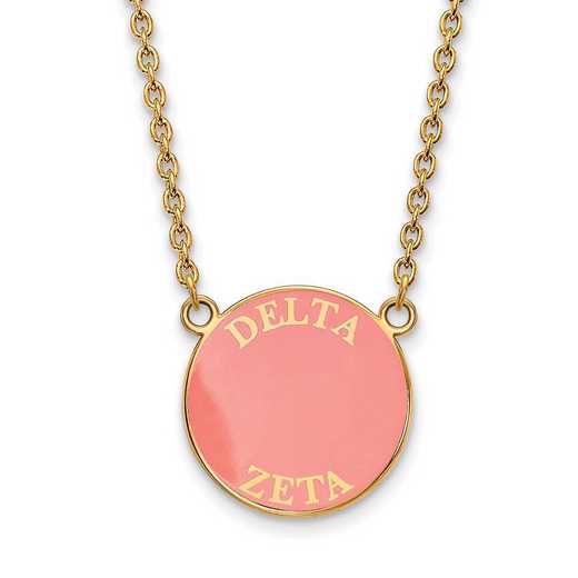 GP013DZ-18: SS w/GP LogoArt Delta Zeta Large Enamel Pendant w/Necklace