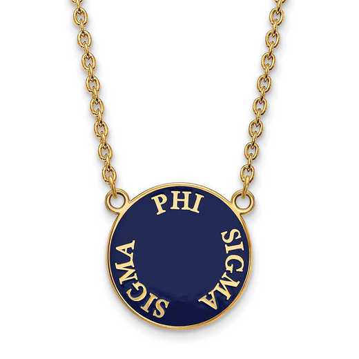 GP013PSS-18: SS w/GP LogoArt Phi Sigma Sigma Large Enamel Pend w/Necklace