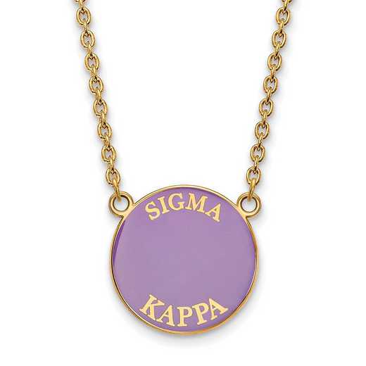 GP013SKP-18: SS w/GP LogoArt Sigma Kappa Large Enamel Pendant w/Necklace