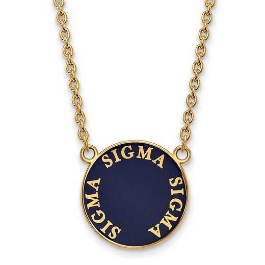 GP013SSS-18: SS w/GP LogoArt Sigma Sigma Sigma Large Enml Pend w/Necklace