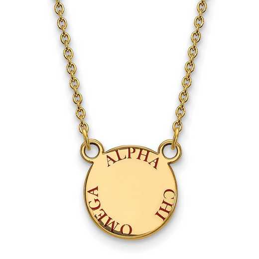 GP014ACO-18: SS w/GP LogoArt Alpha Chi Omega Small Enamel Pend w/Necklace