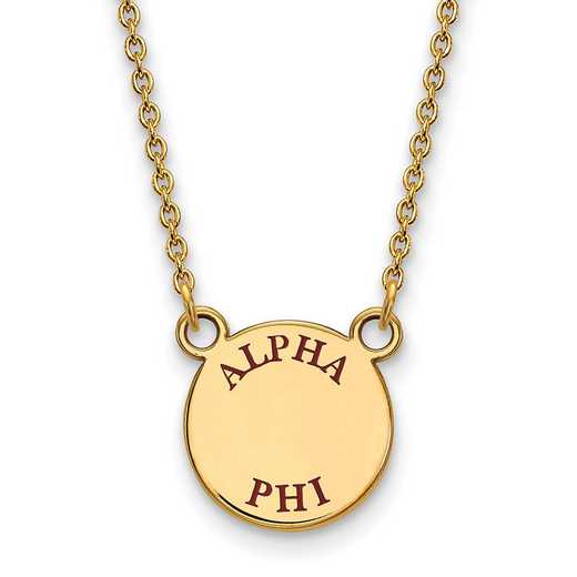 GP014APH-18: Sterling Silver w/GP LogoArt Alpha Phi Sm Enamel Pend w/Neck