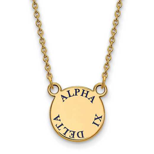 GP014AXD-18: SS w/GP LogoArt Alpha Xi Delta Sm Enamel Pendant w/Necklace