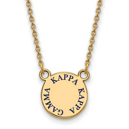 GP014KKG-18: SS w/GP LogoArt Kappa Kappa Gamma Sm Enamel Pend w/Necklace