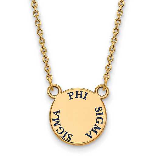 GP014PSS-18: SS w/GP LogoArt Phi Sigma Sigma Sm Enamel Pendant w/Necklace