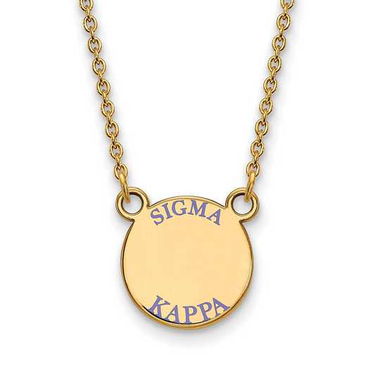 GP014SKP-18: Sterling Silver w/GP LogoArt Sigma Kappa Sm Enml Pend w/Neck