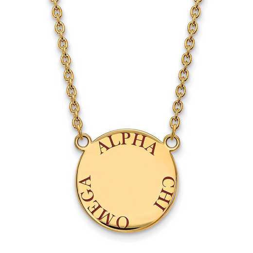 GP015ACO-18: SS w/GP LogoArt Alpha Chi Omega Large Enamel Pend w/Necklace