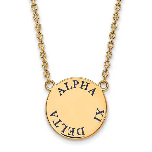 GP015AXD-18: SS w/GP LogoArt Alpha Xi Delta Large Enamel Pend w/Necklace