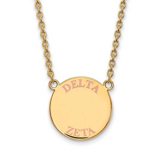 GP015DZ-18: SS w/GP LogoArt Delta Zeta Large Enamel Pendant w/Necklace