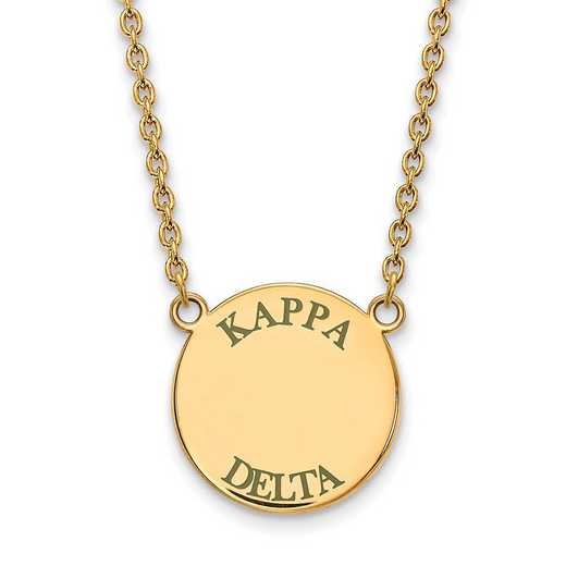 GP015KD-18: SS w/GP LogoArt Kappa Delta Large Enamel Pendant w/Necklace