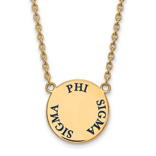 GP015PSS-18: SS w/GP LogoArt Phi Sigma Sigma Large Enamel Pend w/Necklace