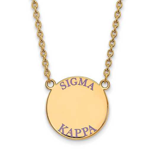 GP015SKP-18: SS w/GP LogoArt Sigma Kappa Large Enamel Pendant w/Necklace