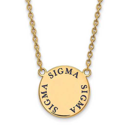 GP015SSS-18: SS w/GP LogoArt Sigma Sigma Sigma Large Enml Pend w/Necklace