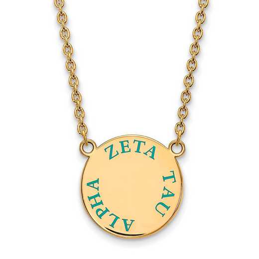 GP015ZTA-18: SS w/GP LogoArt Zeta Tau Alpha Large Enamel Pend w/Necklace